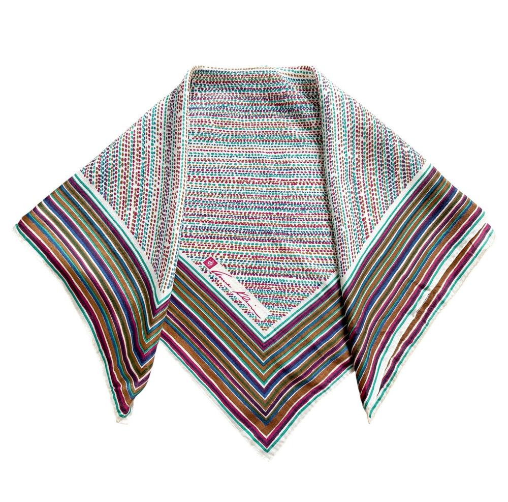 Vintage 70s Silk Square Scarf Stripe Retro Quiet Luxury Japan Old Money Classic